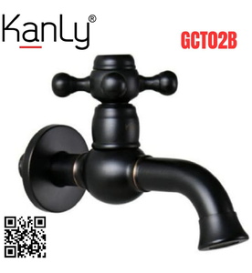 Vòi nước lạnh bằng đồng màu đen gắn tường Kanly GCT02B 
