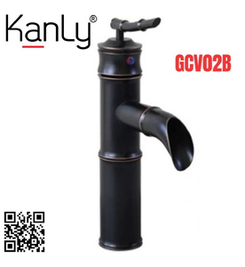 Vòi lavabo nóng lạnh màu đen hình ống tre Kanly GCV02B 