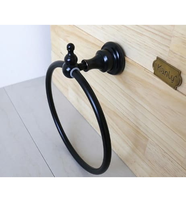 Vòng treo khăn bằng đồng màu đen Kanly GCK02B 