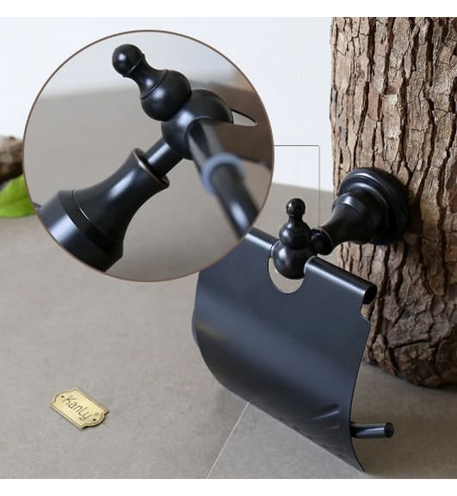 Móc giấy vệ sinh bằng đồng màu đen Kanly GCK03B 