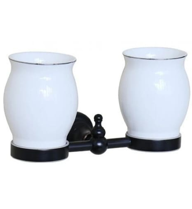 Giá để cốc đôi bằng đồng màu đen Kanly GCK08B 