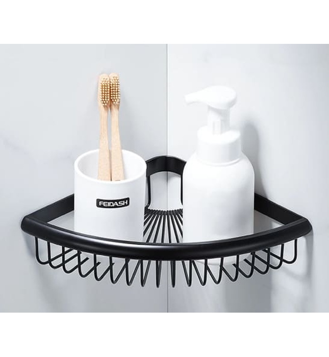 Kệ góc để đồ bằng đồng màu đen Kanly GCK28B 