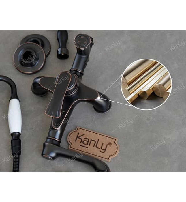 Sen tắm nóng lạnh bằng đồng màu đen Kanly GCS23B