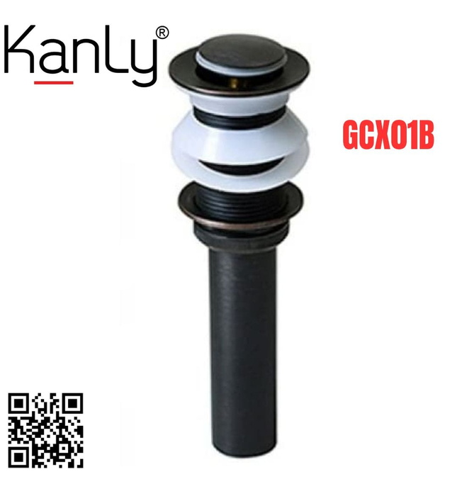 Đầu xả Nhấn Lavabo bằng đồng màu đen Kanly GCX01B
