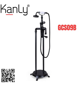 Sen bồn tắm nóng lạnh đặt sàn bằng đồng màu đen Kanly GCS09B