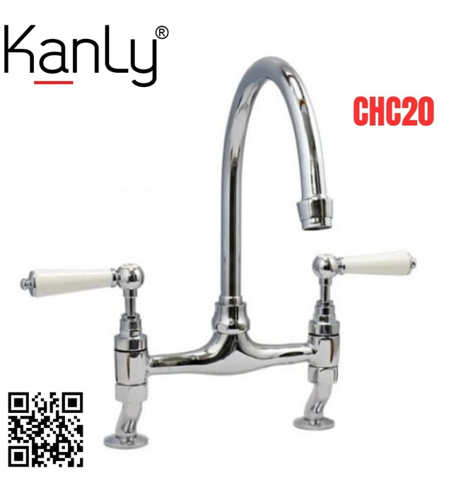 Vòi rửa bát nóng lạnh bằng đồng mạ chrome Kanly CHC20 