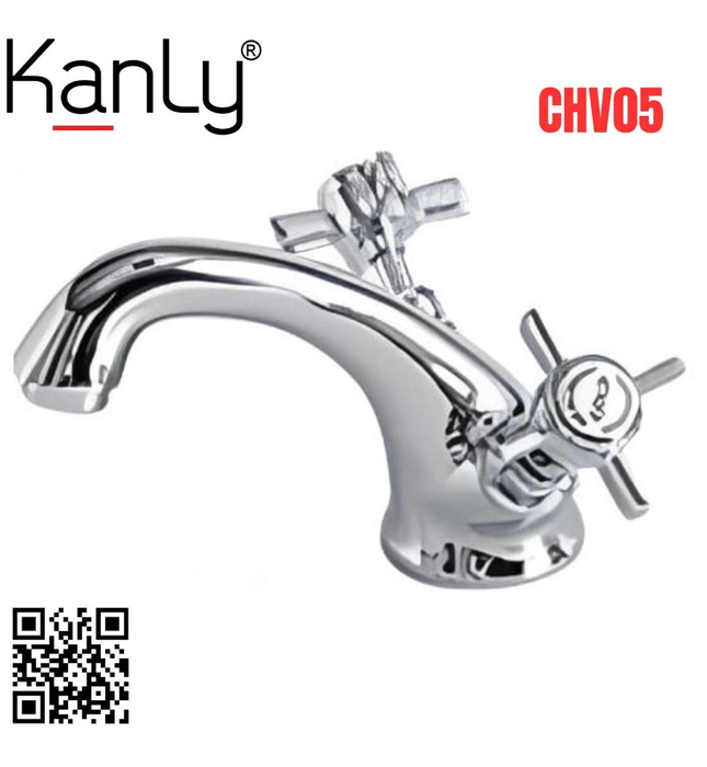Vòi chậu lavabo nóng lạnh mạ chrome Kanly CHV05 