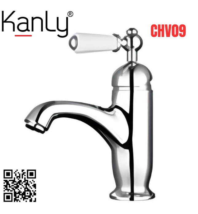 Vòi chậu lavabo lnóng lạnh mạ chrome Kanly CHV09