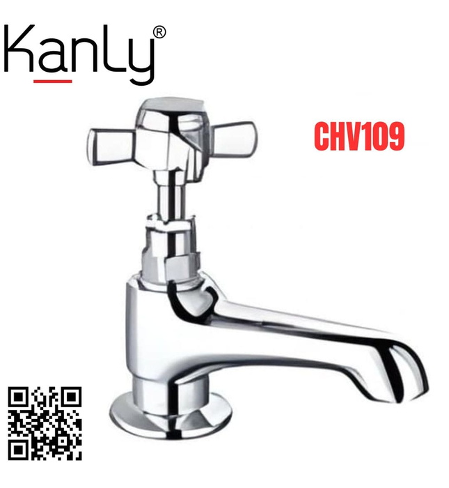 Vòi nước lạnh bằng đồng gắn tường mạ chrome Kanly CHV109 