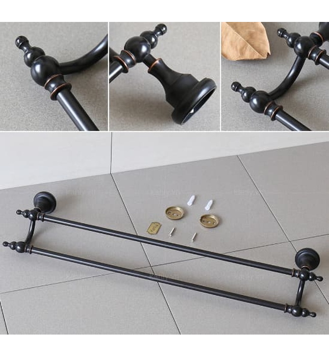 Thanh vắt khăn đôi bằng đồng màu đen Kanly GCK12B 