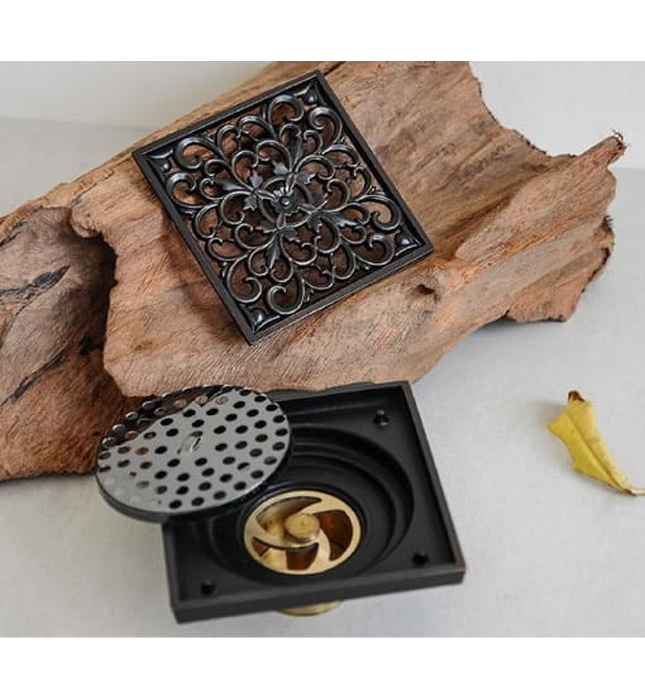 Phễu thoát sàn hoa văn bằng đồng Kanly GCP01B 