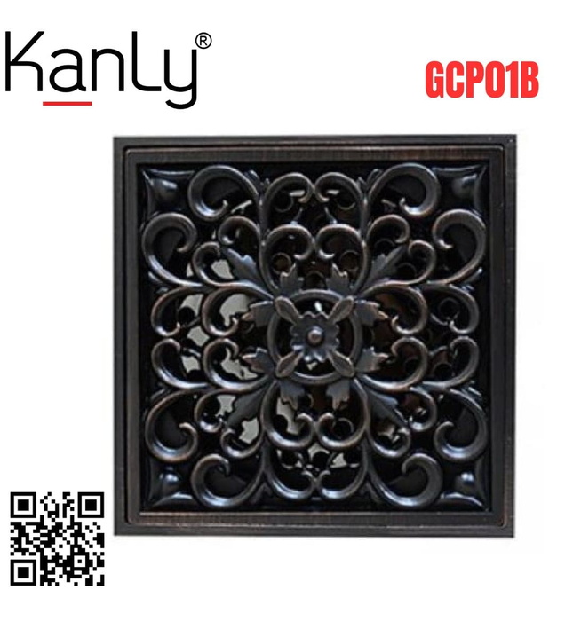 Phễu thoát sàn hoa văn bằng đồng Kanly GCP01B 