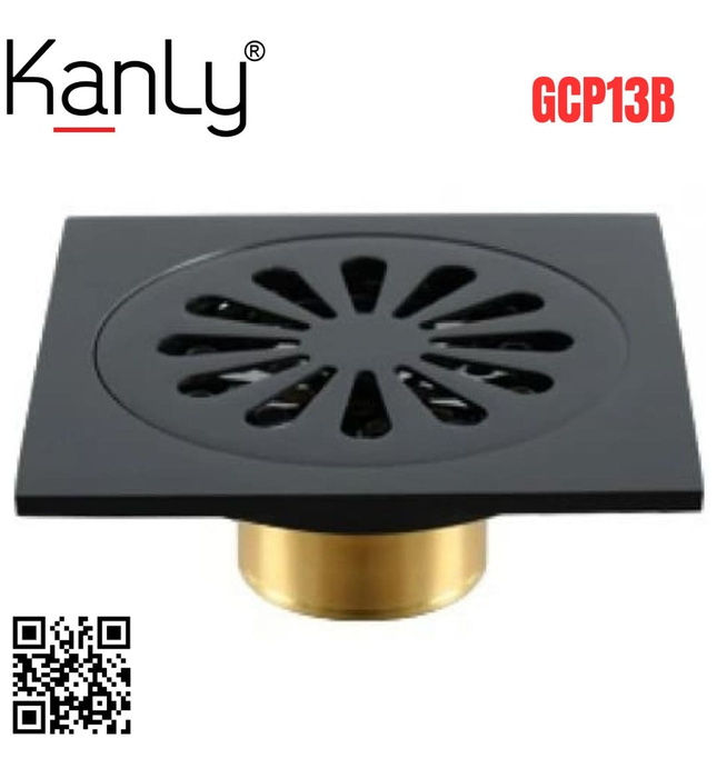 Phễu thoát sàn bằng đồng màu đen Kanly GCP13B 