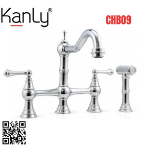 Vòi chậu lavabo nóng lạnh âm bàn mạ chrome Kanly CHB09 