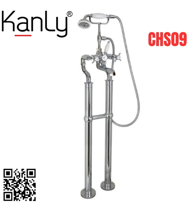 Sen bồn tắm nóng lạnh đặt sàn bằng đồng mạ chrome Kanly CHS09