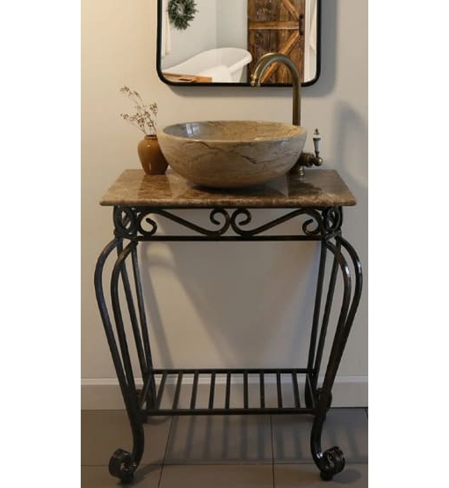 Bàn đá khung sắt đặt chậu lavabo Kanly FP04 