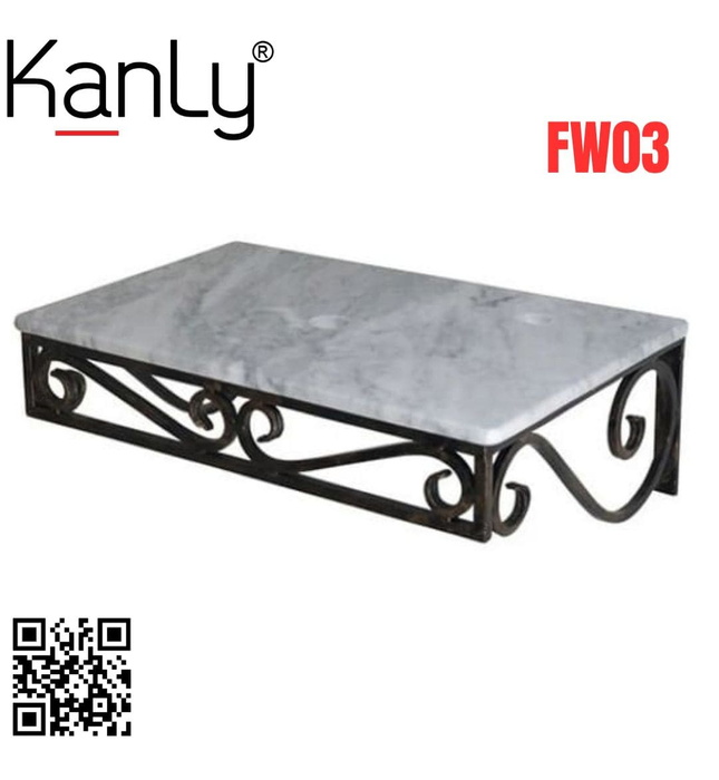 Bàn đá khung sắt đặt chậu lavabo treo tường Kanly FW03