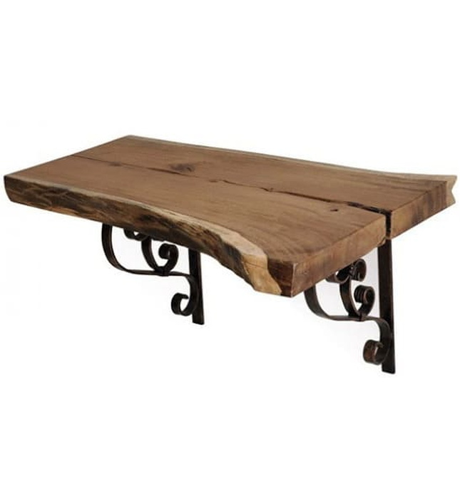 Bàn mặt gỗ tự nhiên đặt chậu lavabo treo tường Kanly FW05