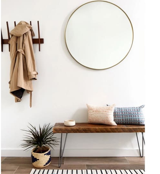 Gương soi tròn khung bằng đồng treo tường Kanly PK11.01