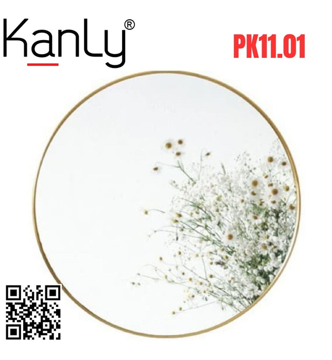 Gương soi tròn khung bằng đồng treo tường Kanly PK11.01