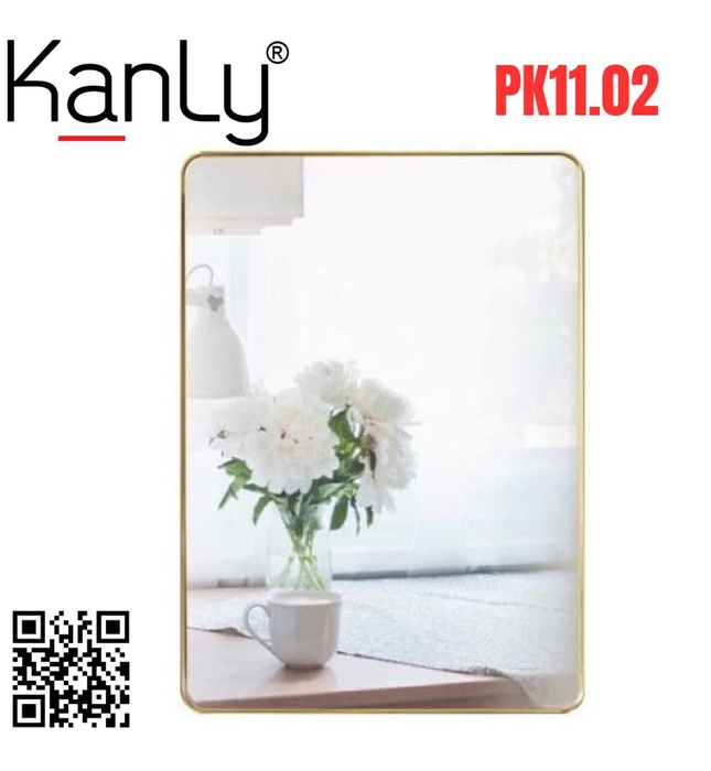 Gương soi tròn khung bằng đồng treo tường Kanly PK11.02