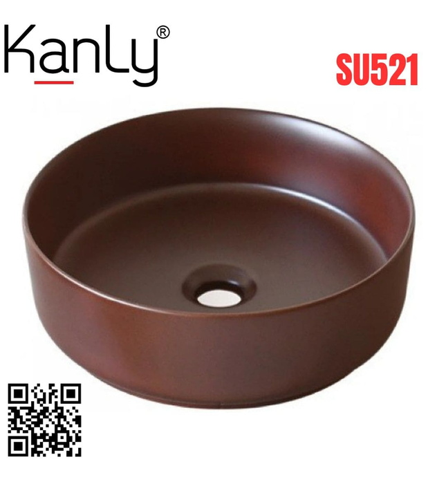 Chậu lavabo đặt bàn sứ tròn màu nâu Kanly SU521 
