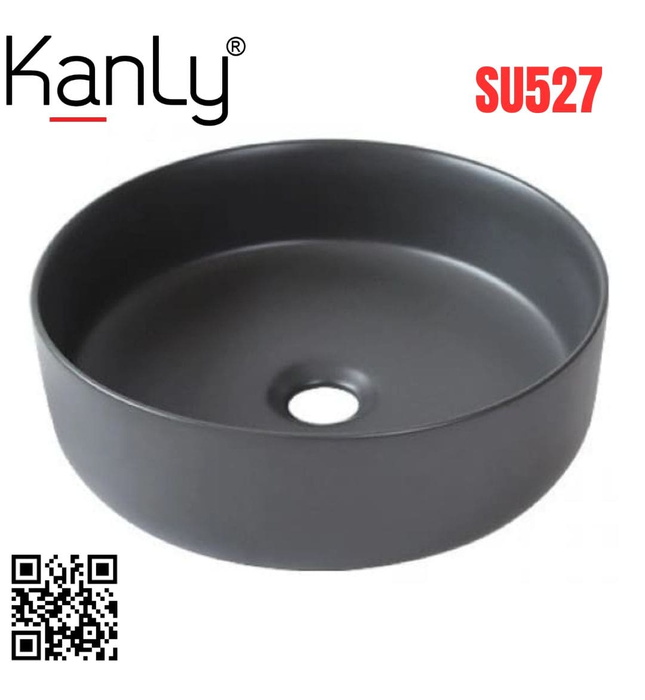 Chậu lavabo đặt bàn sứ tròn màu xám Kanly SU527