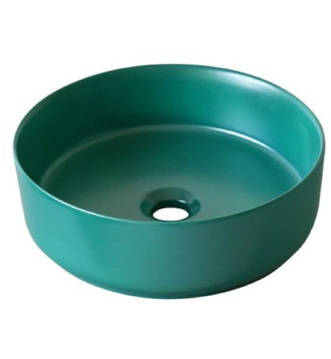 Chậu lavabo đặt bàn sứ tròn màu xanh lá Kanly SU529 