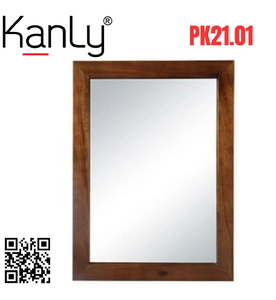 Gương soi tròn khung bằng gỗ treo tường Kanly PK21.01 