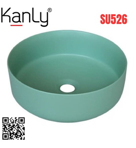 Chậu lavabo đặt bàn sứ tròn màu xanh ngọc Kanly SU526 