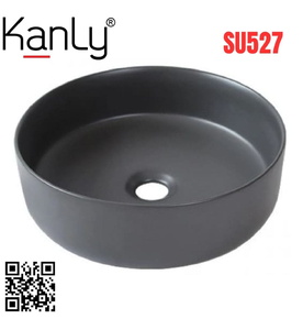 Chậu lavabo đặt bàn sứ tròn màu xám Kanly SU527