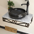 Bàn đá khung sắt đặt chậu lavabo treo tường Kanly FW03