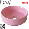 Chậu lavabo đặt bàn sứ tròn màu hồng Kanly SU520 