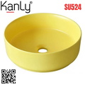 Chậu lavabo đặt bàn sứ tròn màu vàng Kanly SU524 