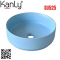 Chậu lavabo đặt bàn sứ tròn màu xanh da trời Kanly SU525 