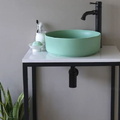 Chậu lavabo đặt bàn sứ tròn màu xanh ngọc Kanly SU526 