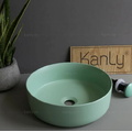 Chậu lavabo đặt bàn sứ tròn màu xanh ngọc Kanly SU526 