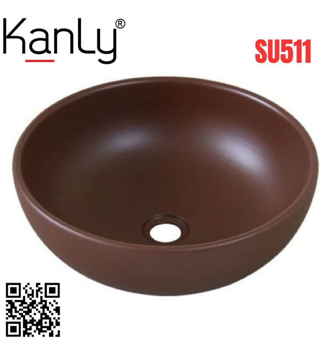 Chậu lavabo đặt bàn sứ tròn màu nâu Kanly SU511 