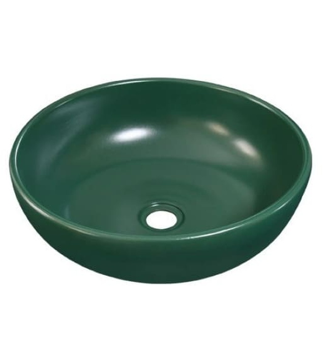 Chậu lavabo đặt bàn sứ tròn màu xanh lá Kanly SU519 