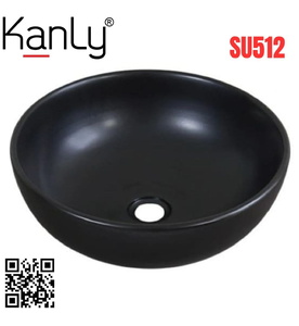 Chậu lavabo đặt bàn sứ tròn màu đen Kanly SU512 