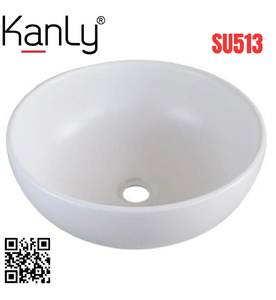 Chậu lavabo đặt bàn sứ tròn màu trắng Kanly SU513 