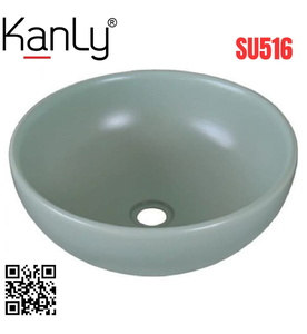 Chậu lavabo đặt bàn sứ tròn màu xanh ngọc Kanly SU516 