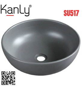 Chậu lavabo đặt bàn sứ tròn màu xám Kanly SU517 