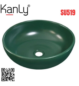 Chậu lavabo đặt bàn sứ tròn màu xanh lá Kanly SU519 
