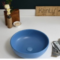 Chậu lavabo đặt bàn sứ tròn màu xanh dương Kanly SU515 