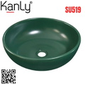 Chậu lavabo đặt bàn sứ tròn màu xanh lá Kanly SU519 