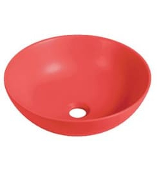 Chậu lavabo đặt bàn sứ tròn màu đỏ Kanly SU518