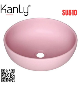 Chậu lavabo đặt bàn sứ tròn màu hồng Kanly SU510