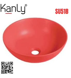 Chậu lavabo đặt bàn sứ tròn màu đỏ Kanly SU518