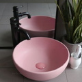 Chậu lavabo đặt bàn sứ tròn màu hồng Kanly SU510